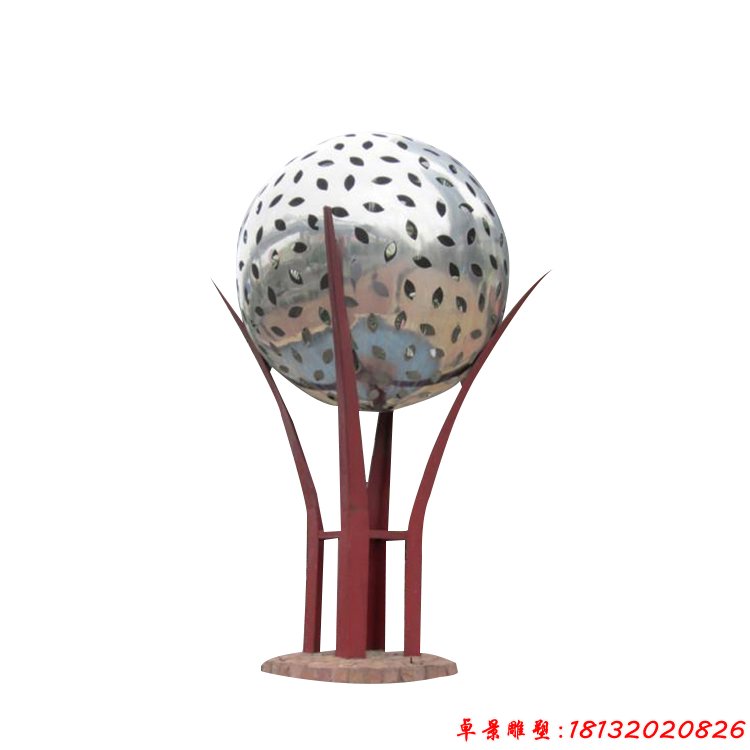小区不锈钢镂空球体造型雕塑
