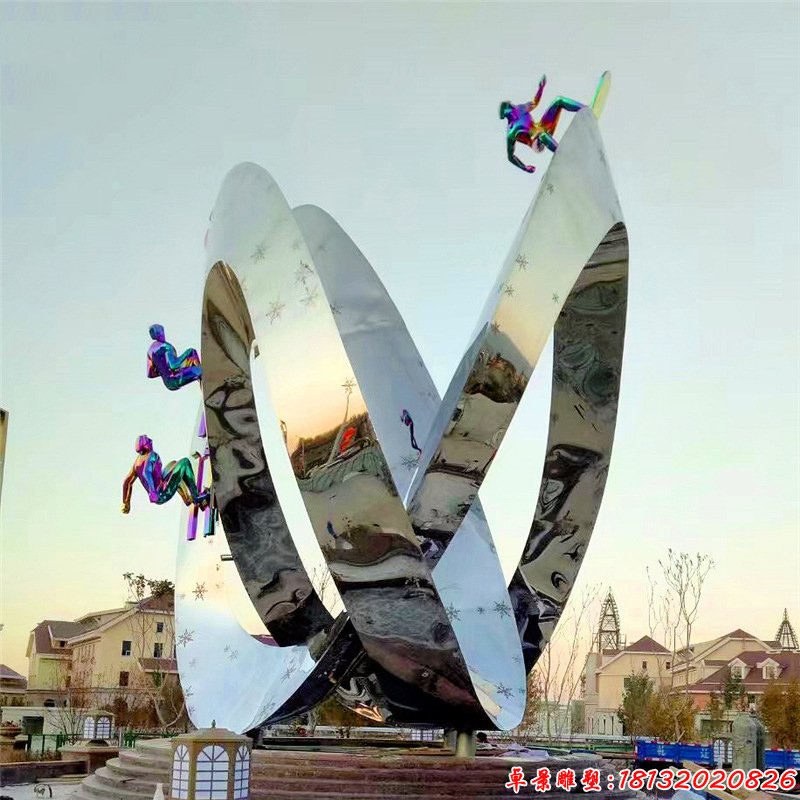 城市不锈钢大型跑酷人物雕塑
