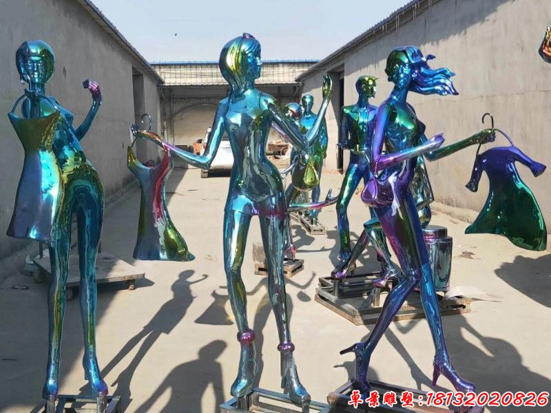 城市不锈钢购物人物雕塑(1)
