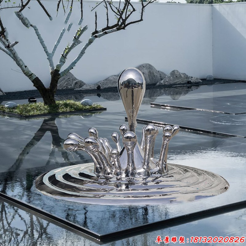 城市不锈钢镜面水滴雕塑（3）