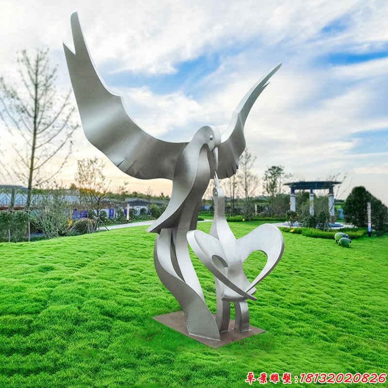 公园不锈钢抽象飞鸽雕塑