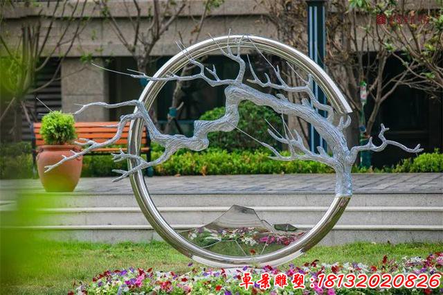 公园不锈钢圆环树枝雕塑(6)