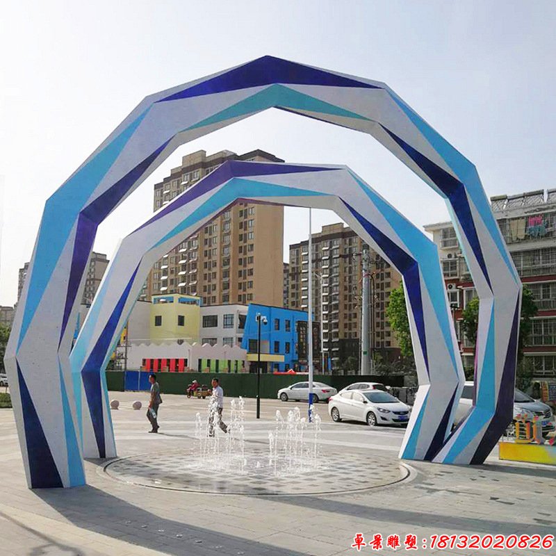 广场不锈钢抽象拱门雕塑（1）