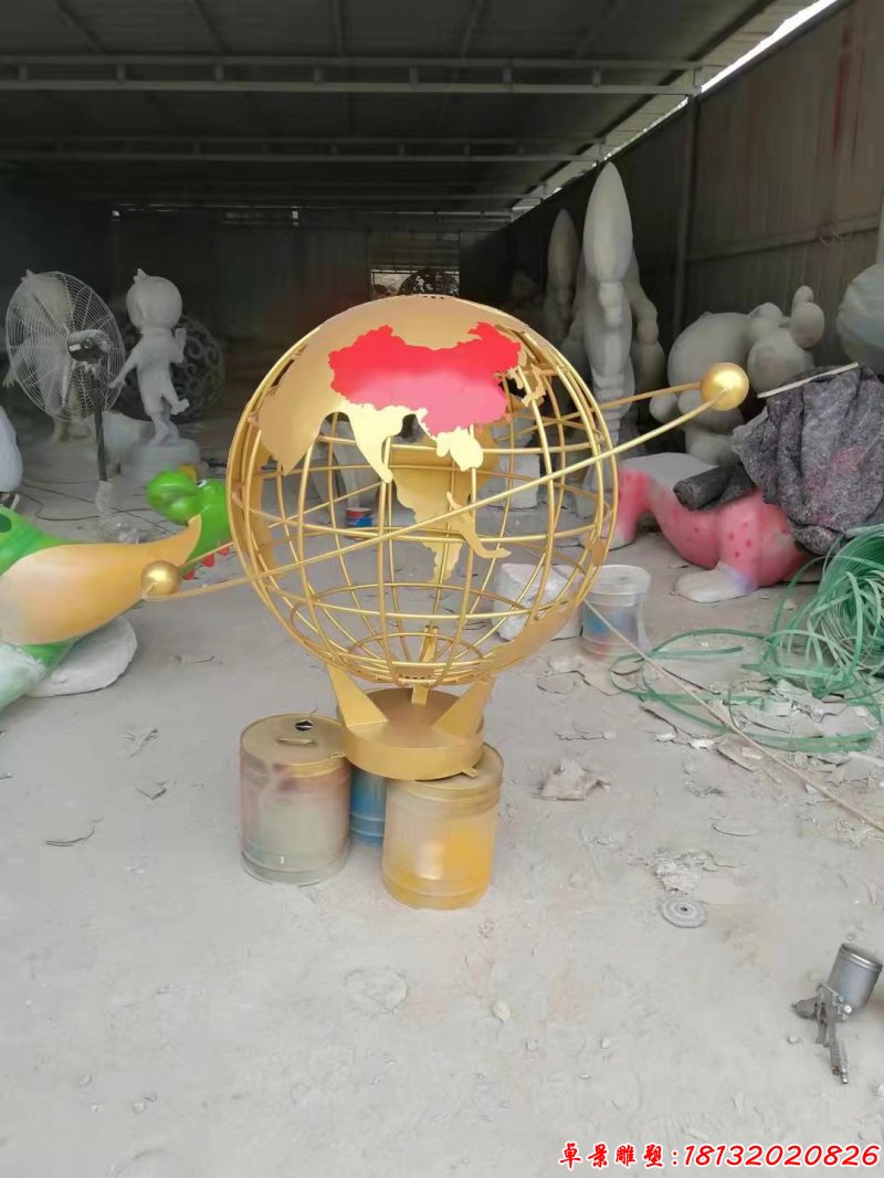 广场不锈钢镂空地球仪雕塑(4)