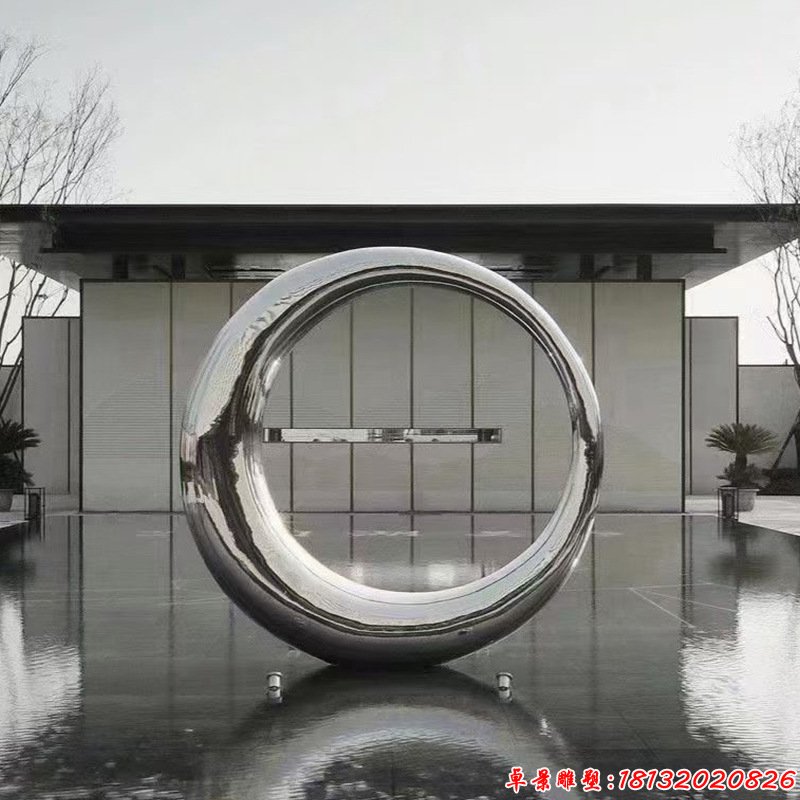 小区不锈钢镜面圆环雕塑（2）