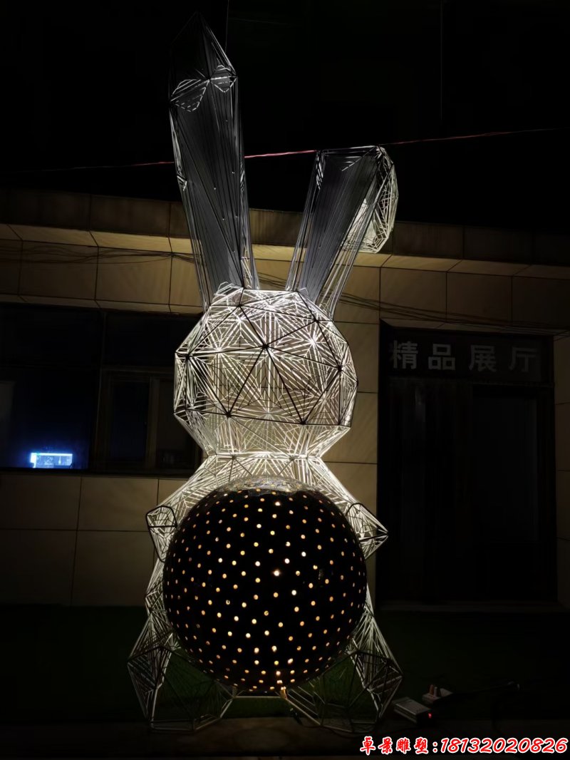 小区不锈钢镂空兔雕塑(1)