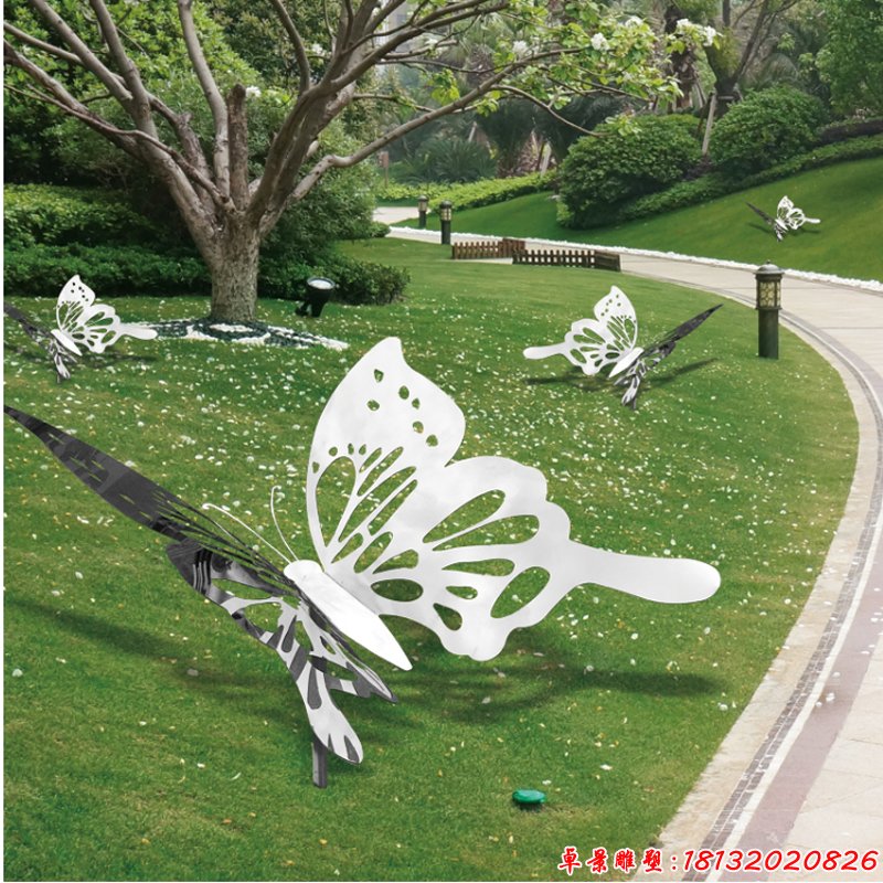 园林不锈钢抽象蝴蝶雕塑