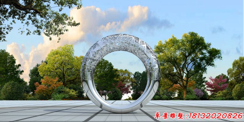 不锈钢园林圆环雕塑