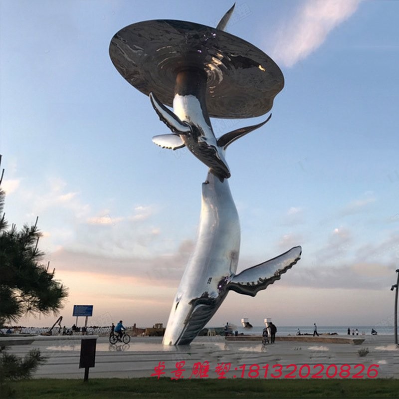城市不锈钢大型鲸鱼雕塑