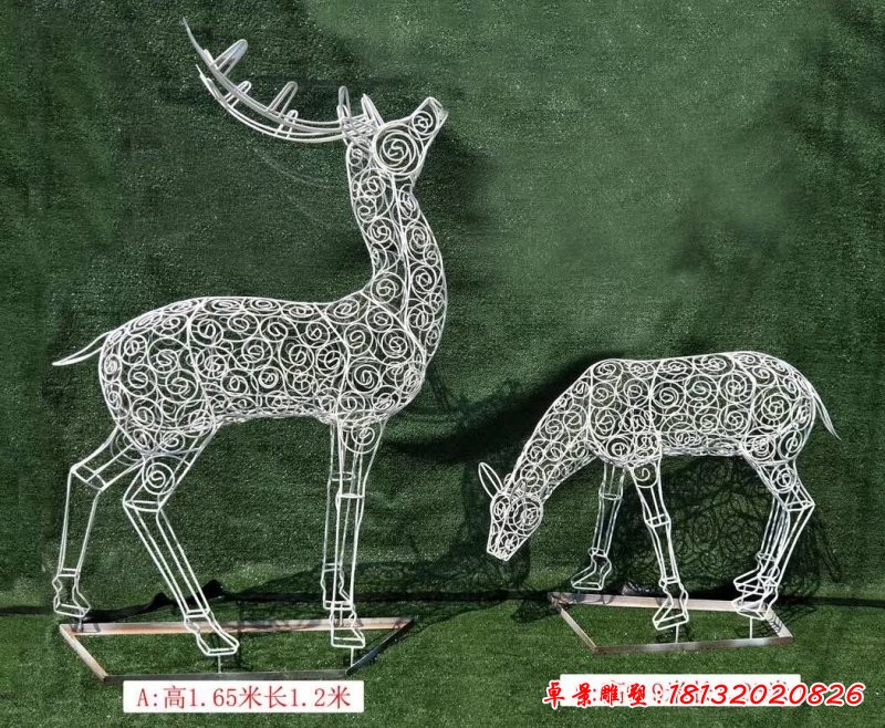 镂空不锈钢鹿雕塑 (1)