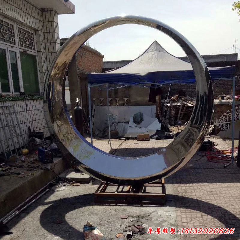 售楼部镜面圆环不锈钢雕塑 (4)