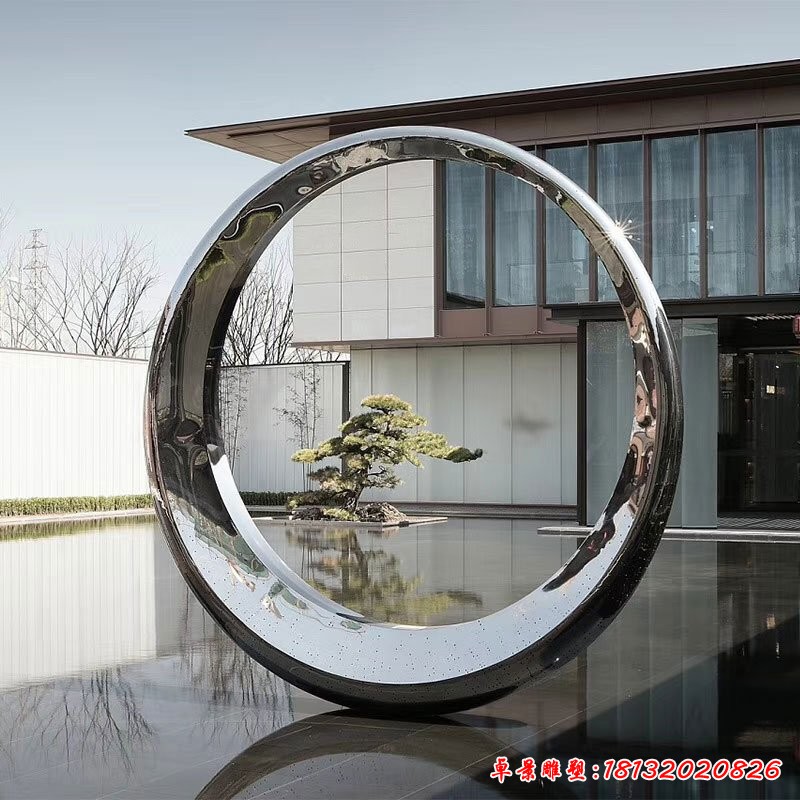 售楼部镜面圆环不锈钢雕塑 (6)