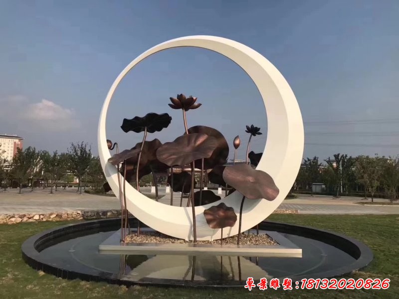 园林抽象荷花不锈钢雕塑