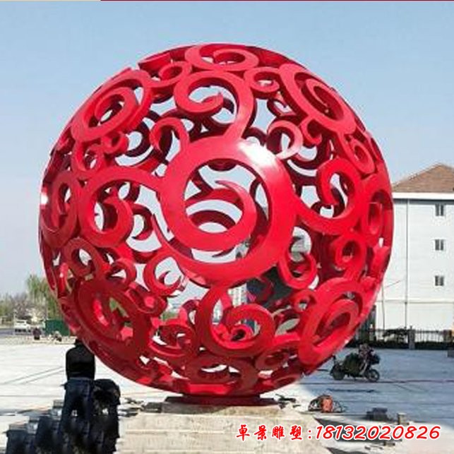 小区入口镂空球雕塑