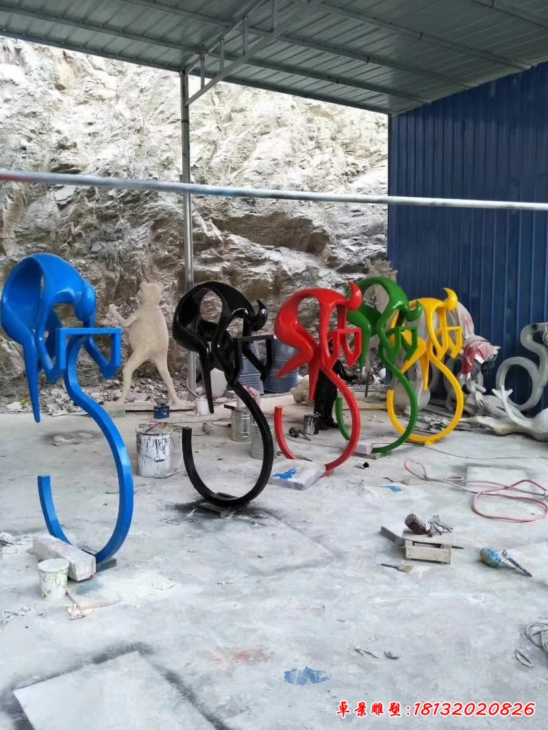 园林户外骑车人物不锈钢 (4)