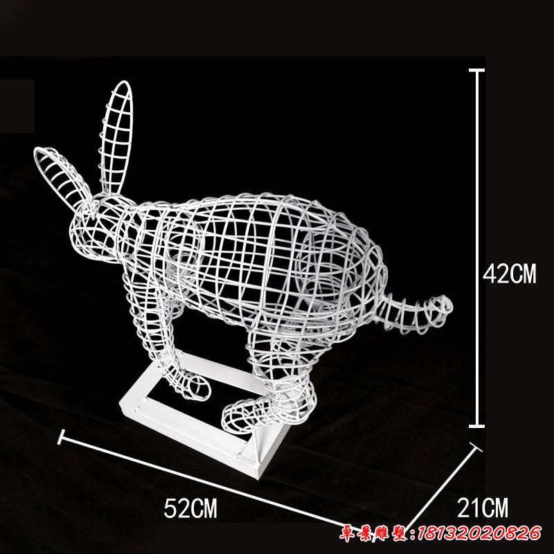 跳跃的不锈钢镂空兔子雕塑 (1)
