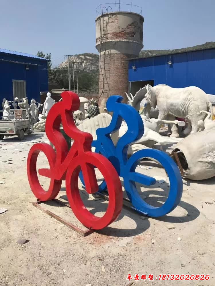 不锈钢户外骑行人物雕塑