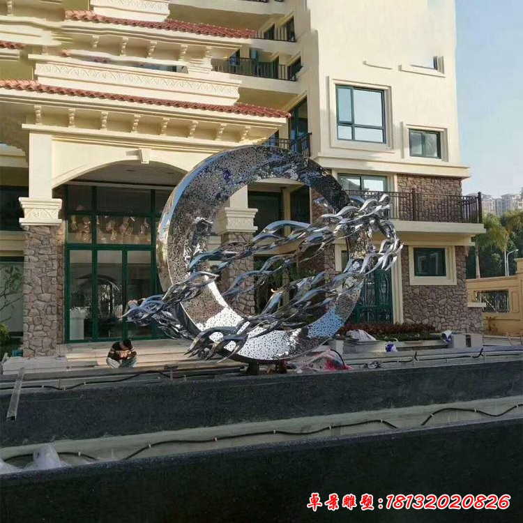 鲤鱼跃龙门不锈钢雕塑 (3)
