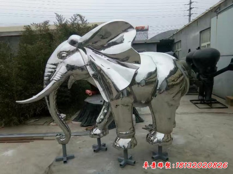不锈钢象大型动物摆件雕塑