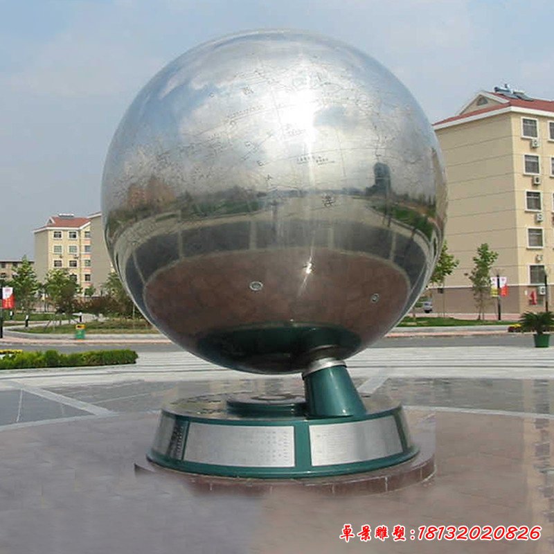 城市镜面不锈钢地球雕塑 (2)