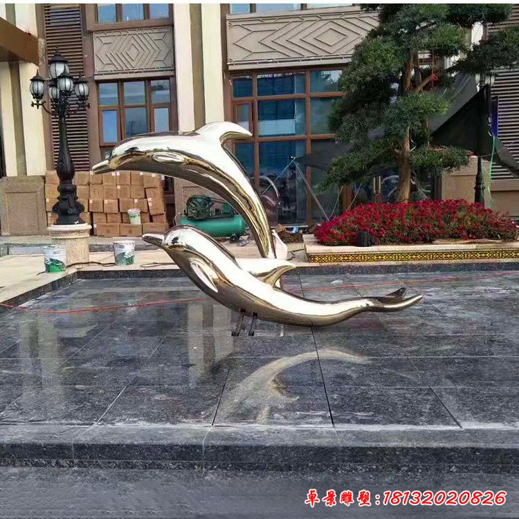 不锈钢海豚雕塑 (1)