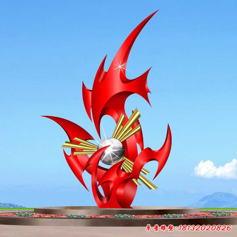 不锈钢抽象火苗雕塑,广场不锈钢雕塑