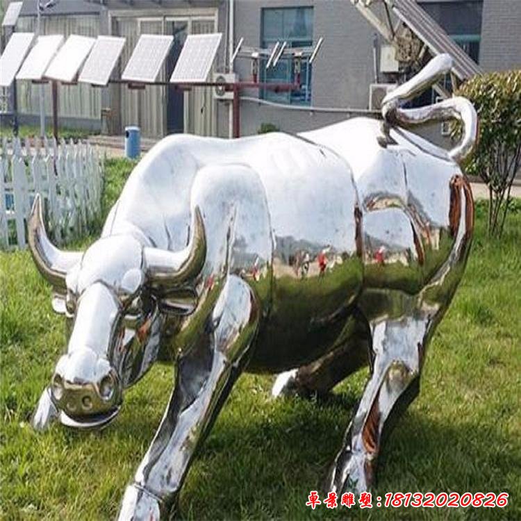 不锈钢镜面牛景观雕塑