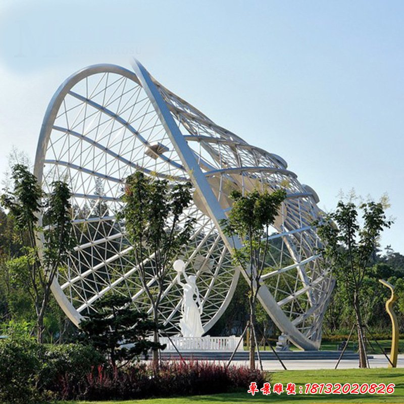 户外大型不锈钢几何雕塑园林广场蝴蝶景观摆件花园商业街美陈装饰68673