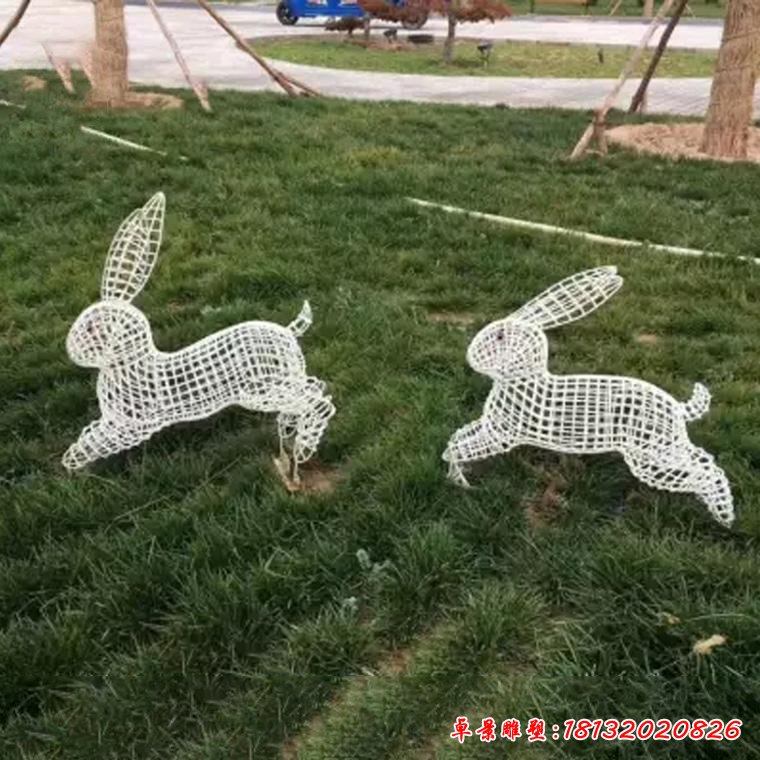 不锈钢镂空小兔子雕塑户外装饰园林景观网格动物摆件17313934 (1)