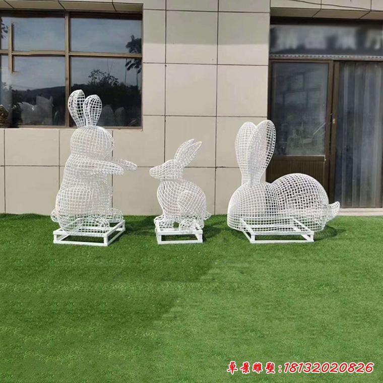 不锈钢镂空小兔子雕塑户外装饰园林景观网格动物摆件17313934 (2)