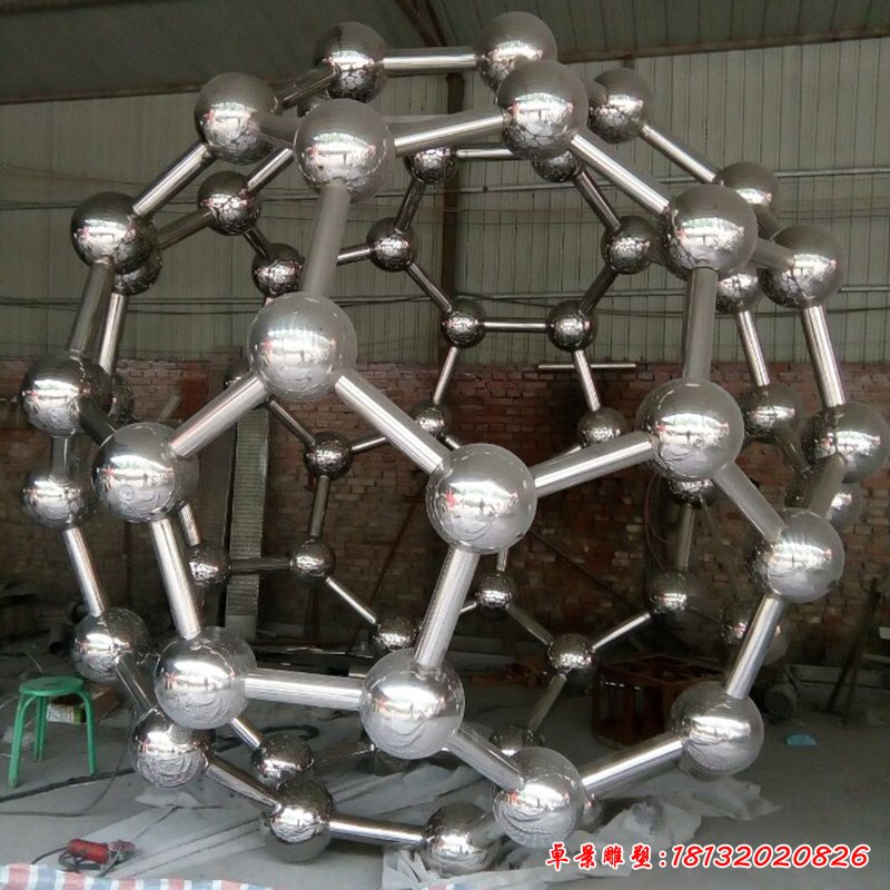 不锈钢原子模型雕塑,不锈钢校园雕塑