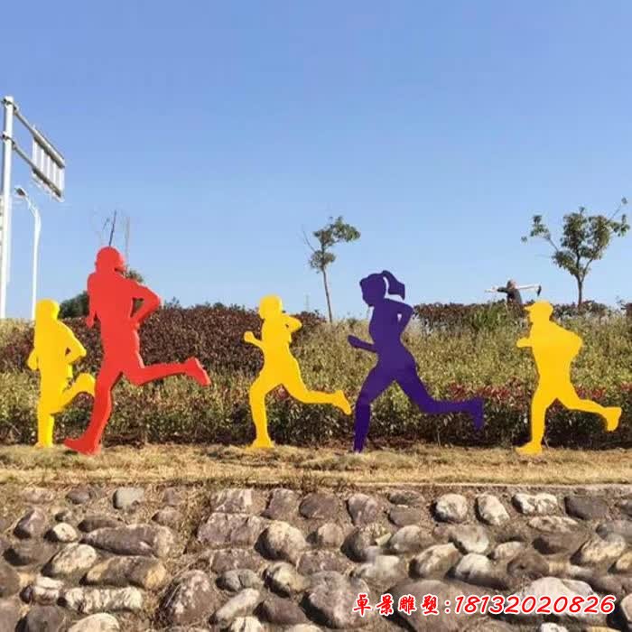 不锈钢抽象跑步运动剪影人物雕塑 (1)