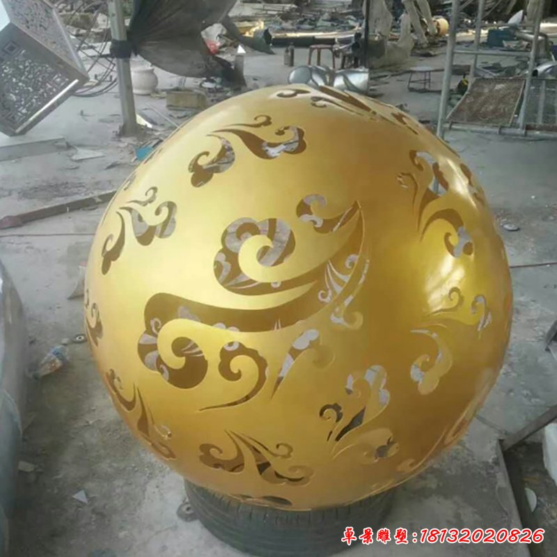 不锈钢祥云镂空球雕塑,广场景观摆件