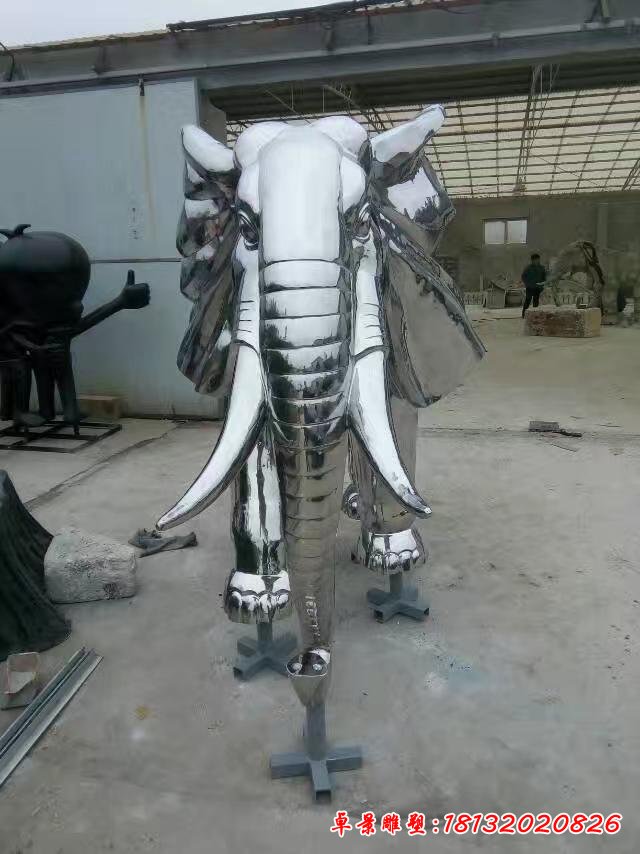 镜面不锈钢大象雕塑2