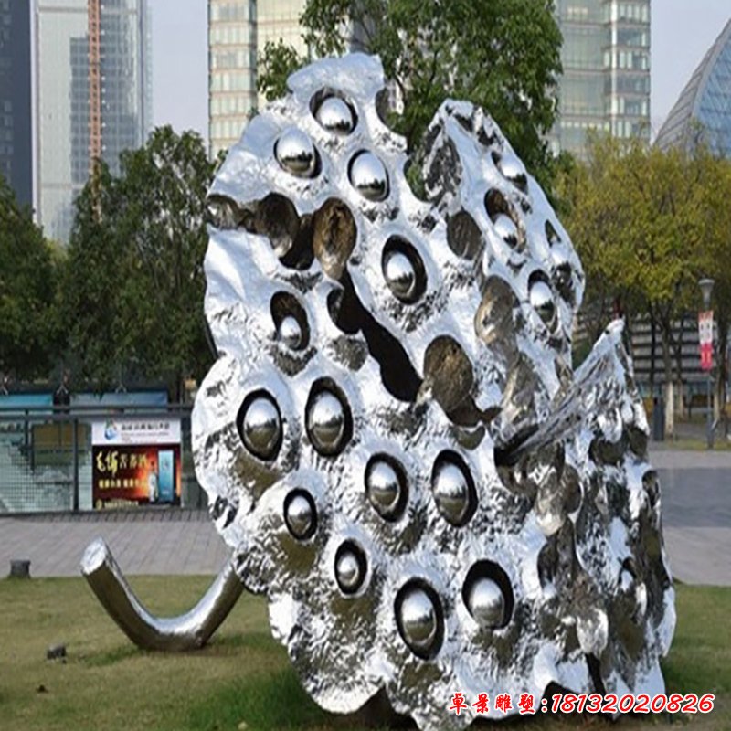 不锈钢莲蓬雕塑,小区景观摆件