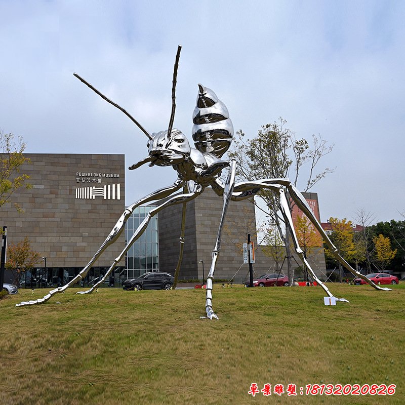 公园草坪不锈钢抽象蚂蚁雕塑
