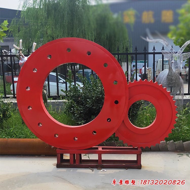企业不锈钢抽象齿轮雕塑 (1)