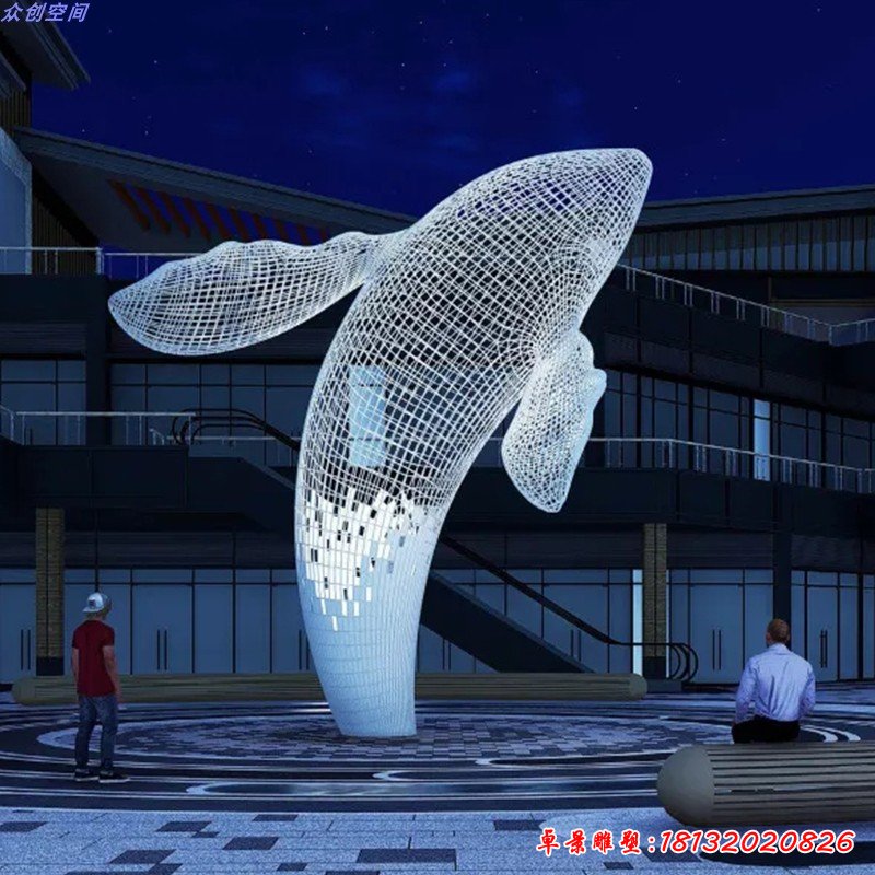 不锈钢雕塑海豚小区楼盘售楼处景观水景软装金属海洋动物厂家定制87332