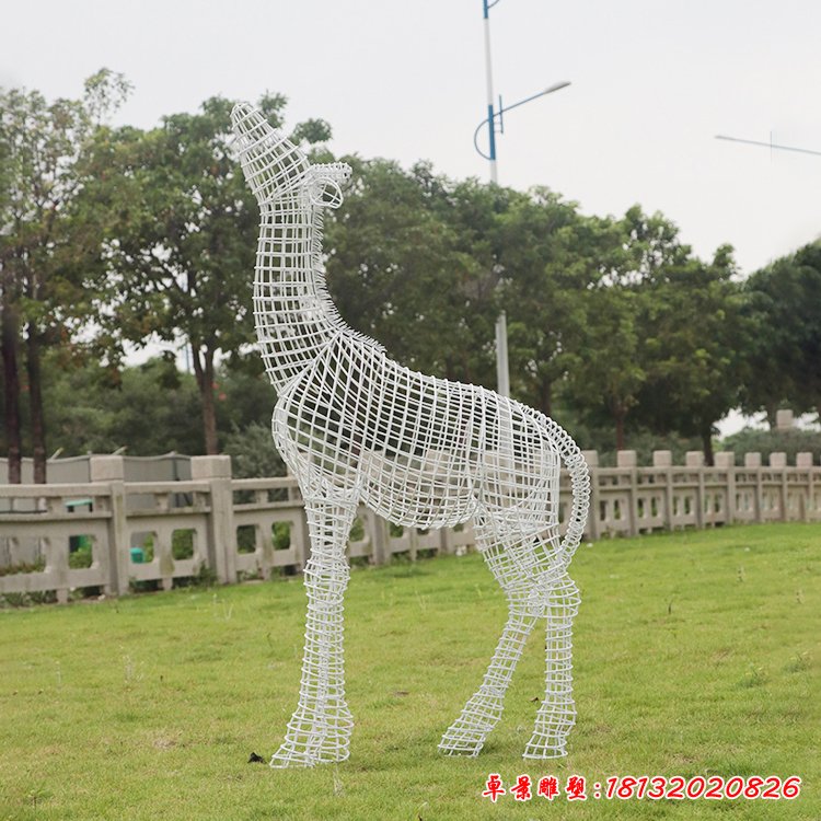 镂空长颈鹿雕塑 (7)