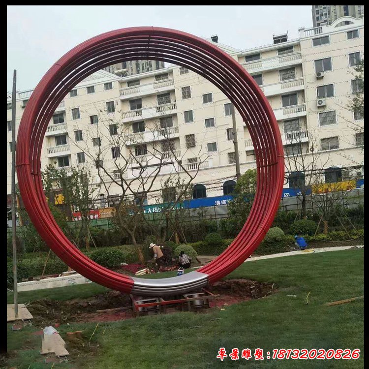 小区圆环抽象不锈钢雕塑 (1)
