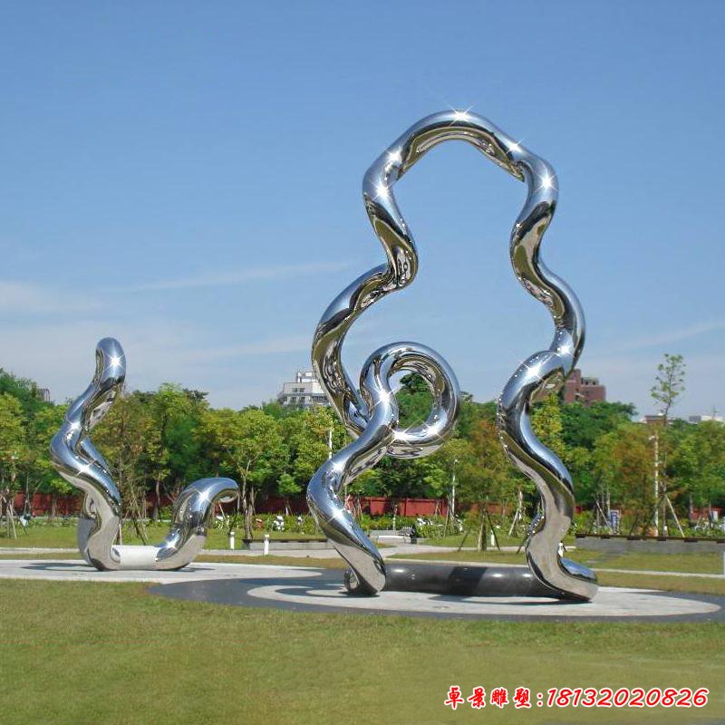 不锈钢抽象飘带雕塑扭曲金属创意摆件47849806