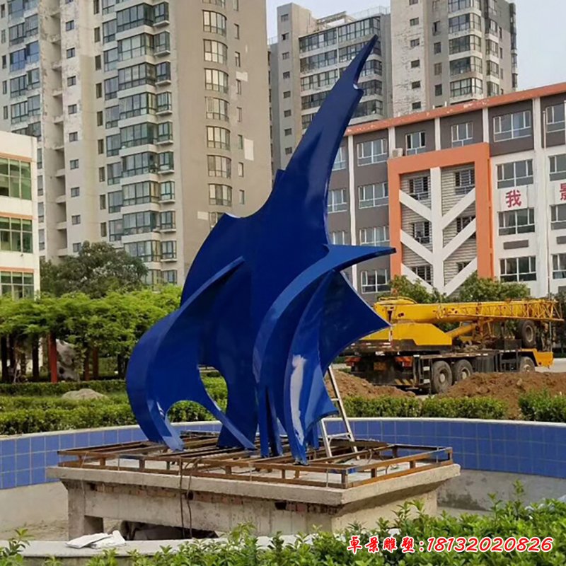 不锈钢海豚雕塑  小区景观雕塑