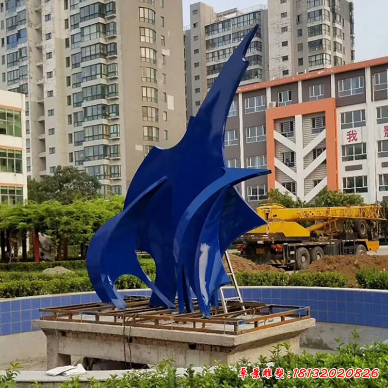 不锈钢海豚雕塑 小区景观雕塑