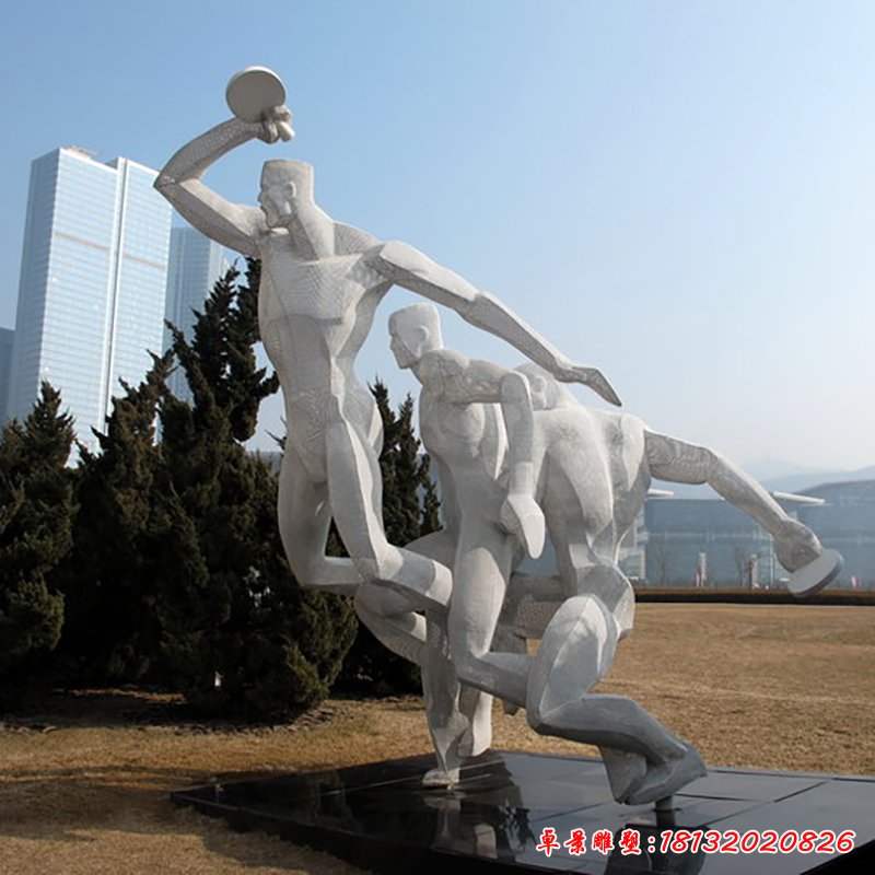 不锈钢打乒乓球雕塑,抽象人物雕塑