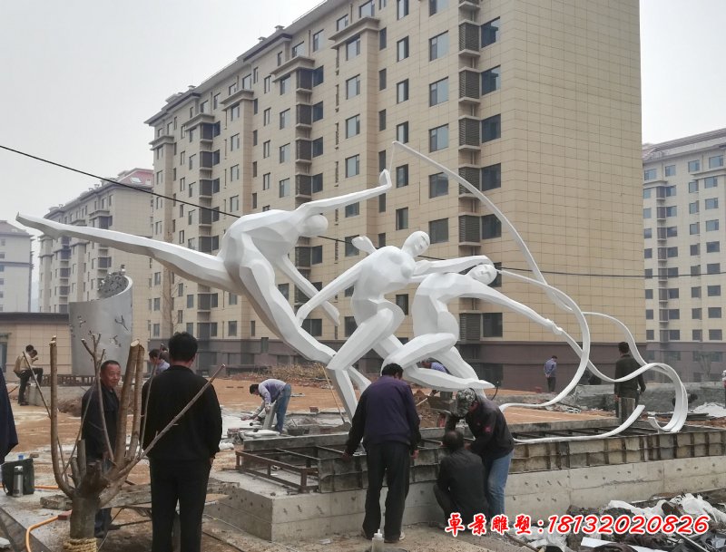 户外广场不锈钢健美操雕塑 运动雕塑 不锈钢大型景观雕塑抽象运动人物11260 (3)