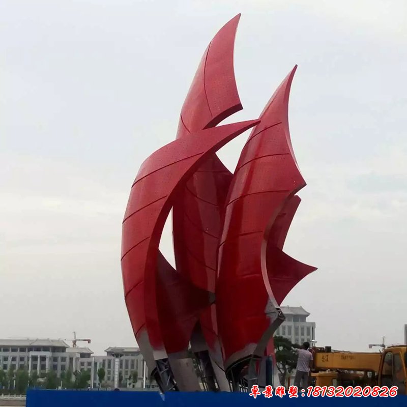 一帆风顺不锈钢雕塑,广场帆船雕塑