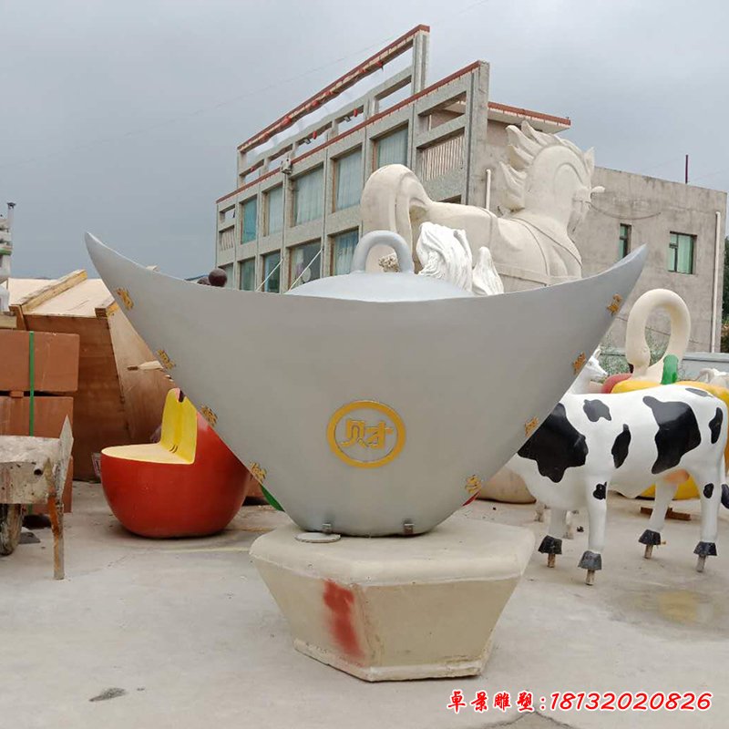 不锈钢元宝雕塑,财源滚滚雕塑 (2)