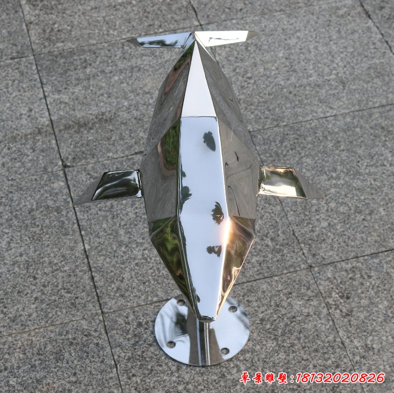 不锈钢抽象几何海豚雕塑 (9)