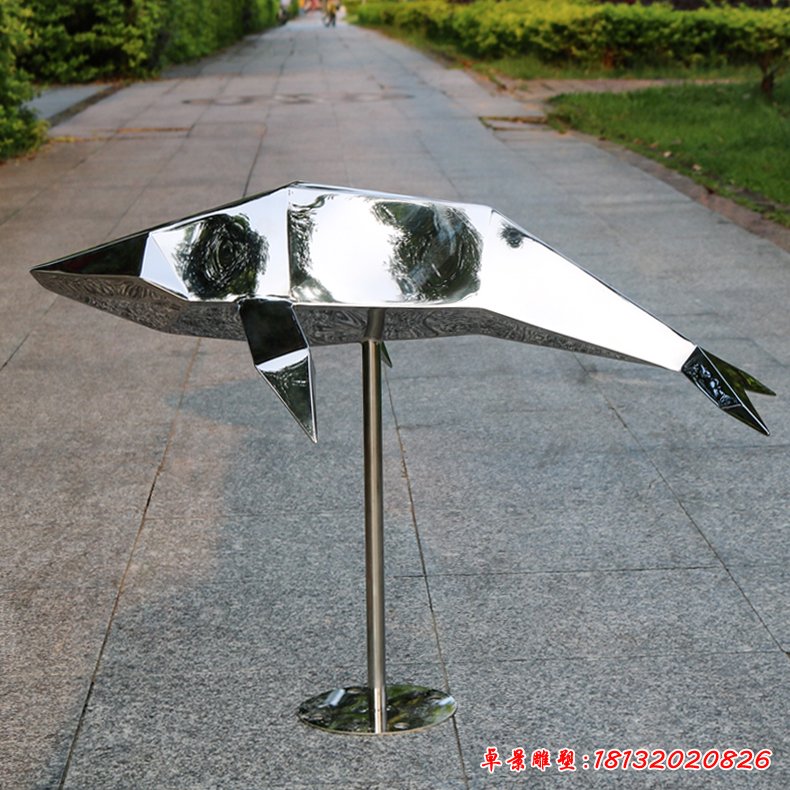 不锈钢抽象几何海豚雕塑 (8)