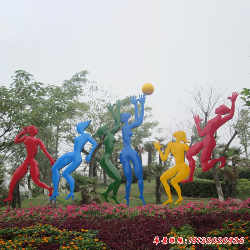 不锈钢运动雕塑打排球雕塑